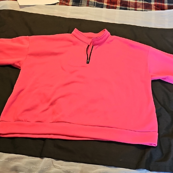 Sweaters - Bright Pink Half-Zip Sweatshirt